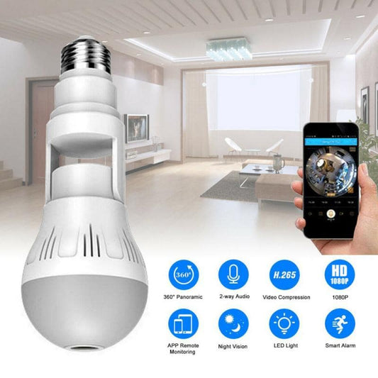 360° Panoramic Hidden Light Bulb WiFi Security Camera